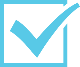 Ilustración azul de una marca de verificación