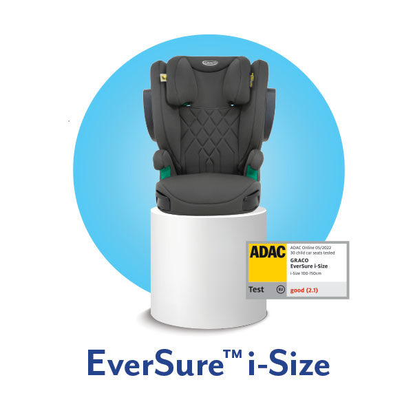 Graco's EverSure i-Size highback booster on white pedestal