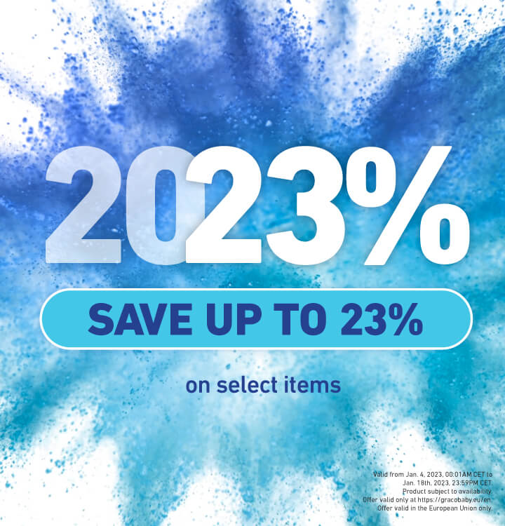 Image with blue powder burst and text that states save up to 23% off.
